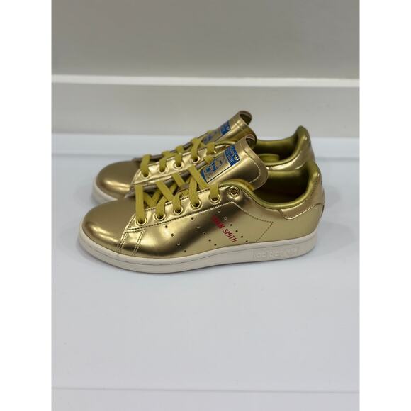 Adidas Originals Stan Smith Kids Size 3.5 Gold Metallic Athletic Shoes Sneakers - Picture 12 of 12
